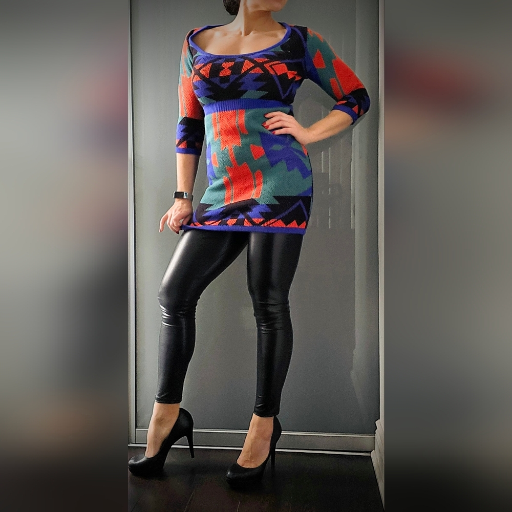 Colorful Geometric Navajo Knit Dress